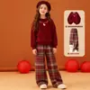 Ropa Infantil Forrada de Polar para Niñas, Conjunto Rojo de Año Nuevo Invierno 2026 para Niñas Mayores, Conjunto Infantil del Año del Zodiaco