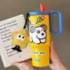 Taza Aislada con Asa, Portátil para Estudiantes, Taza con Popote de Acero Inoxidable 316, Gran Capacidad, Diseño Elegante, Adecuada para Uso en Automóvil y Actividades al Aire Libre