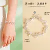 Pulsera de Cristal Natural de Calcedonia Azul con Doble Capa de Cuentas para Mujer, Diseño Dinámico con Acentos Plateados Fluidos, Joyería de Pulsera de Amatista Rosa