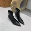 Botines de punta estilo francés para mujer, nueva colección otoño/invierno 2025, de tacón bajo, modernos, piel suave, versátiles, forrados de felpa, efecto adelgazante, botines y botines de caña baja