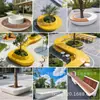 Banco de Fibra de Vidrio Cuadrado para Piscina de Árbol, Banco de Asiento Exterior de Forma Irregular para Paisajismo de Jardín, Banco de Fibra de Vidrio para Piscina de Árbol