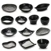Kaibo Ya melamina Negro dos o tres o cuatro compartimentos plato para condimentos salsas para mojar imitación porcelana restaurante de hot pot plato pequeño plástico Comercial