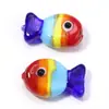 Contas de Vidro Coloridas de Peixinhos Contas de Vidro de Peixinhos Acessórios DIY Furo Reto Pulseira Contas de Vidro de Peixinhos Fofos Atacado