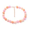 Collar de cuentas apilable de estilo resort, cuentas redondas de colores macarrón, para uso diario, ambiente femenino