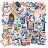 50 pegatinas de invierno cálidas de dibujos animados con grafitis, bola de cristal, árbol de Navidad, taza de agua, teléfono móvil, pegatinas para patineta, decoración de fiesta