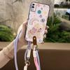 Adequado para Capa de Celular Huawei Case Casal Resfriamento Versão Q Textura Feminina Com Cordão de Pescoço Pulseira Digital Duas Cores Simples Capa Macia
