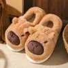 Pantuflas de pelo de capibara para mujer otoño e invierno exterior suela gruesa interior hogar cálidas de algodón venta al por mayor transfronteriza