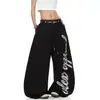 Pantalones de chándal vintage color vino tinto con estampado de grafiti estilo americano, pierna curva, unisex, corte holgado, pierna ancha, fluidos, adecuados para bailar y uso casual, modernos