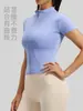 Ropa de Yoga de Alta Elasticidad Chaqueta Ajustada Running Sensación Desnuda Fitness Deporte Top Manga Corta Mujer Fábrica de Origen Dropshipping
