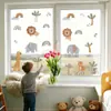 Pegatinas Personalizadas de Animales del Bosque en Color Morandi para Puertas y Ventanas de Cristal, Calcomanías de Cristal de Adhesión Estática con Visibilidad Doble Cara
