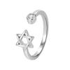 Anillo de estrella hexagonal de circonita versión coreana de plata 925 chapada estilo frío para enviar a estudiantes novias anillo de estrella hueco