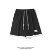 Shorts Falsos de Duas Peças Masculinos Tendência Verão Tamanho Grande High Street Calças Esportivas Retro Americano Caimento Casual Calças de Comprimento Médio