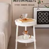 Nova Mesa Lateral Redonda na Cor Creme para Uso Doméstico, Mesa Lateral de Sofá, Criado-Mudo Móvel, Pequena Mesa de Armazenamento para Apartamentos Pequenos