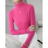 Top de capa base de cuello alto para mujer, otoño e invierno, corte ajustado, suéter de punto que realza la figura, jersey ajustado para usar en capas, top elegante, negro, talla única
