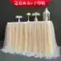 Mantel y Falda de Gasa para Mesa de Firma de Boda, Decoración de Mesa de Postres con Cortinas de Gasa, Accesorios para Escena de Compromiso y Cumpleaños