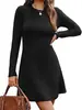 Vestido Feminino com Tecido Canelado Escovado, Moda Europeia e Americana Outono/Inverno 2025, Novo Estilo, Acinturado, Slim Fit, Vestido Suéter de Manga Longa para Mulheres