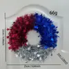 Nueva Corona de Navidad Americana Transfronteriza, Corona de Navidad de Estilo Simple Colgante de Puerta Decoración de Pared para el Hogar, Adorno Colgante de Lentejuelas Blanco y Azul