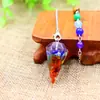Europa y Estados Unidos transfronterizos nuevos accesorios retro grava de cristal natural resina cono hexagonal colorido columna hexagonal colgante espiritual