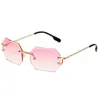 Gafas de sol sin montura de moda europeas y americanas transfronterizas, sentido de alta gama para hombre, gafas de sol con ribete poligonal para mujer 2025