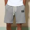 2026 Novos Shorts Masculinos de Verão Simples de Waffle com Logo Bordado de Cor Sólida Casual Transfronteiriços Europeus e Americanos da Amazon
