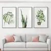 Pintura Decorativa para Sala de Estar Estilo Nórdico Planta Verde Fresca Flores Mural Celebridad de Internet Pared de Fondo para Sofá Dormitorio Sencillo