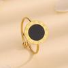 Pulsera de acero inoxidable con diseño de nicho ajustable para mujer, anillo abierto de acero de titanio con concha negra romana, venta al por mayor exclusiva transfronteriza
