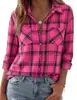 2026 Amazon Europa y América comercio exterior transfronterizo otoño nuevo camisa casual de cuadros suelta con botones de manga larga para mujer