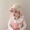 Touca de Bebê Outono e Inverno Doce Laço Proteção de Orelha Touca de Tricô Princesa Menina Bebê Quente à Prova de Vento Touca de Lã
