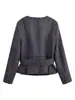 Roupas Femininas Estilo Europeu e Americano, Blazer Acinturado, Blazer de Tweed Preto e Branco, Blusa de Manga Longa, Novo Estilo de Roupa Feminina