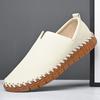 Sapatos masculinos de couro legítimo 2024, novo estilo, calçados masculinos para dirigir, sola macia, gorro antiderrapante, calçados casuais sem cadarço