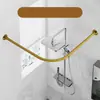 Perchero curvo para ropa de baño, barra colgante en forma de L sin taladro para inodoro, barra de cortina de ducha divisoria en forma de U de alta gama para baño