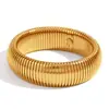 Moda Europeia e Americana Simples Nicho Pulseira Joia Aço Titânio Banhado Ouro 18K 20mm de Largura Camada Única Elástica Pulseira de Corrente Cobra para Mulheres