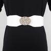 Nova moda simples cinto das mulheres de largura strass decoração vestido de cintura elástica das mulheres selo elástico com casaco preto