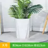 Maceta de cerámica de gran diámetro y alta apariencia con platillo, diseño blanco simple, adecuada para sala de estar, engrosada para plantas verdes