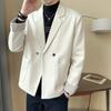 Traje Corto de Lana para Hombre Chaqueta de Hombre 2024 Otoño e Invierno Moda Juvenil Casual Cálida Chaqueta de Lana