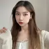 Pendientes de botón de plata S925 para mujer Clip para oreja sin perforación color rojo vino retro Diseño de nicho nuevo 2022 joyería al por mayor