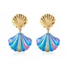 Brincos de metal com design de estrela-do-mar, concha e búzio, estilo moda para férias, mais vendidos no exterior, adequados para férias na praia de mulheres, atacado