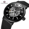 Nuevo Modelo 2023 Forsining Moda Casual Europea y Americana para Hombre Correa de Malla Hueca Mecánico Automático Reloj Venta al por Mayor