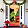 Popular Transfronteiriço Monstro Peludo Verde Grinch Pendurado Capa de Porta Pano de Fundo Decoração de Porta de Casa Pano Pendurado para Atmosfera Festiva Pendurado