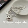 Estilo Coreano Resistente Diseño Estilo Ins Joyería Plata Brillante Plata Esterlina S925 Pulsera Redonda de Corazón Apilable Estilo Femenino de Alta Gama