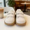 Tênis Rosa com Velcro para Mulheres, Fofo e Peculiar, Novos Sapatos Chic de Nicho Puff Pão para Outono e Inverno, Estilo de Treino Alemão, Sapatos Brancos Forrest Gump