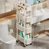 Estante de Almacenamiento para Huecos de Baño Organizador de Productos para Tocador Estante Móvil para Detergente de Lavandería Estante en Capas de Borde Estrecho para Baño