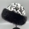 Sombreros Transfronterizos Estilo Nuevo Europeo y Americano Sombreros de Piel Mongola con Estampado de Leopardo Sombreros de Pescador Tipo Cubo de Moda para Otoño e Invierno Sombreros Mongoles con Estampado de Leopardo