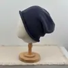 Gorro holgado estilo coreano, color liso, versátil, borde enrollado, gorro de punto para otoño e invierno, cálido, para circunferencia de cabeza grande, gorro de moda para pareja