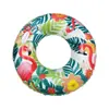 Anel de braço infantil flamingo com estampa de folhas, feito de PVC espesso ecológico, para flutuar na água ao ar livre, anel de natação