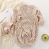Macacão para Bebê Menina, Estilo Primavera e Outono, Macacões Florais Fofos para Meninas, Roupas de Casa para Bebê, Chapéus de Sol de Algodão Grátis
