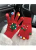 Guantes de Lana Tejidos con Árbol de Navidad Lindo Transfronterizos para Estudiantes Mujeres de Invierno de Cinco Dedos Cálidos y a Prueba de Frío Ciclismo Sin Dedos Pantalla Táctil