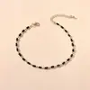 Tornozeleira de Contas Longas de Vidro Artístico Elegante de Moda com Espaçador Espinhoso Retrô Preto Estilo Francês Feita à Mão