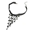 Collar Multicapa de Encaje Negro Gótico con Triángulo y Borlas para Mujer, Gargantilla Clavicular de Chica Spicy de Alta Gama