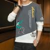 Suéter estampado de otoño e invierno para hombre 2022 primavera y otoño estilo coreano nuevo cuello redondo suelto top elegante estilo Hong Kong moda